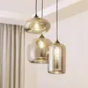 Image de Suspension Lindby Marla, rondelle, verre, gris fumé, 50 cm