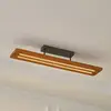 Image de Lindby Plafonnier LED Nesaja, noir, bois, 98cm, intensité variable