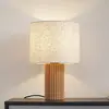 Image de Lampe à poser Lindby Kimiko, hauteur 38 cm, bois, textile