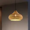 Image de Lucande, suspension d'extérieur Taniola, à 1 lampe, beige, rotin, IP44