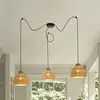Image de Lucande, suspension d'extérieur Taniola, à 3 lampes, beige, rotin, IP44
