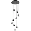 Image de Lucande LED Suspension en verre Hayley (Moderne) Transparent Verre e. a. pour Salon & Salle à manger (à 9 lampes,), Luminaire Lampe plafond Plafonnier Suspendue