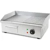 Image de VERTES Plancha Professionnelle 3000W en Acier Inox (Surface de Gril Lisse et Rainurée 55x35cm, Thermostat, Température 50-300°C, Protection Contre les Éclaboussures et la Chaleur, Bac de Récupération)