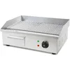 Image de VERTES Plancha Professionnelle 3000W en Acier Inox (Surface de Gril Rainurée 55x35cm, Thermostat, Température 50-300°C, Protection Contre les Éclaboussures et la Chaleur, Bac de Récupération)