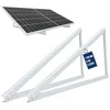 Image de NuaSol Support pour Panneau Solaire jusqu’à 118 cm | Toit Plat PV | Réglable 0 90° | Kit de Montage en Aluminium | Matériel Inclus | Argenté