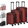 Image de AREBOS Lot de 3 valises de Voyage I Coque Rigide en ABS I Set de valises à roulettes I Poignée télescopique I avec Fermeture éclair Roues à 360° I M-L-XL | Rouge