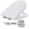 Image de Arebos Abattant WC Duroplast en D | Système d’Abaissement Automatique | Universel | Charge Max. 150 kg | Siège de Toilette avec Couvercle | Montage Facile