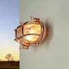 Image de Lampe murale extérieure en laiton et verre, finition cuivre, IP64, pour jardin et cour, H:13 cm, E27, cannelée, nostalgique, style maritime, SKIATHOS