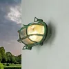 Image de Licht-Erlebnisse Luminaire mural extérieur en laiton et verre, vert antique, IP64, pour terrasse et jardin, T:10 cm, E27, cannelé, style maritime de bateau, SKIATHOS