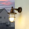 Image de lampe extérieure cuivre antique, lampe extérieure laiton, verre cannelé, lampe murale maritime extérieur, balcon, terrasse, IP64, P:22 cm, E27, lanterne de bateau, lampe de jardin rustique