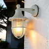 Image de Applique extérieure blanche, lampe extérieure laiton, verre cannelé, Maritim, lampe murale laiton, L:14 cm, IP64, E27, porte d'entrée, rustique, lanterne nostalgique