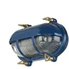 Image de Licht-Erlebnisse Applique murale extérieure en laiton et verre bleu IP64 pour balcon et jardin, largeur : 21 cm, E27, style maritime, lampe de navire, applique murale pour terrasse SKIATHOS