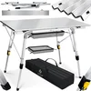 Image de KESSER® Table de Camping Pliante avec Cadre en Aluminium - Réglage de la Hauteur et Sac de Transport avec Sangle, 120 x 70cm - BIS 30 kg, Silber