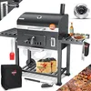 Image de KESSER® Barbecue au charbon de bois XXL, couvercle, roues, poignée en acier inoxydable, thermomètre, grille, brosse, couvercle, 8 brochettes avec sac, pinceau en silicone, sur pied, chariot à charbon