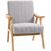Image de HOMCOM Fauteuil Lounge de Salon avec Pieds en hévéa Gris Clair