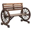 Image de Outsunny Banc de Jardin 2 Places Banc en Bois Roue de Chariot avec accoudoirs Style campagnard Bois de Sapin Brun 105,5 x 56 x 79 cm