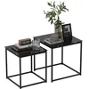 Image de HOMCOM Table gigogne Plateau Verre trempé Cadre métal, Noir