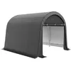 Image de Tente de rangement pour vélos Outsunny, abri à vélos étanche avec porte roulante, couverture anti-poussière pour vélos, abri, remise pour l'extérieur, terrasse, jardin, 300cmx300cmx235cm, gris