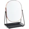 Image de Beliani Miroir de Maquillage Verre Double Face 20 x 22 cm en Métal Rose Doré Correze