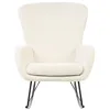 Image de Beliani Fauteuil à Bascule Moderne en Tissu Bouclé Blanc et Pieds Métal Noirs Anaset