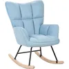Image de Fauteuil à Bascule Moderne en Tissu Polyester Bleu et Pieds en Bois Oulu