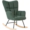 Image de Beliani Fauteuil à Bascule Moderne en Tissu Polyester Vert Foncé et Pieds en Bois Oulu