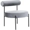 Image de Beliani Fauteuil Design Gris en Velours sans Accoudoirs à Dossier en Tube Rembourré Alpha