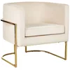 Image de Beliani Fauteuil à Dossier Rond Moderne Glam Décoratif en Velours Beigr Crème et Cadre Doré Sirkka