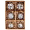 Image de Lot de 6 Boules de Sapin de Noël Suspension Fait Main en Verre Argenté Argentin