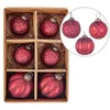 Image de Lot de 6 Boules de Sapin de Noël Suspension Fait Main en Verre Rouge Argentin