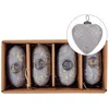 Image de Lot de 4 Boules à Suspendre au Sapin de Noël Forme de Coeur Fait Main en Verre Gris Feriable