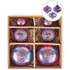 Image de Lot de 6 Boules de Sapin de Noël Suspension Fait Main en Verre Rose et Bleu Astrale