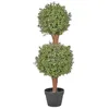 Image de Plante Artificielle en Pot Noir Plastique 92 cm Décoration d'Intérieur et Extérieur Buxus Ball Tree