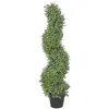 Image de Plante Artificielle en Pot Noir Plastique 98 cm Décoration d'Intérieur et Extérieur Buxus Spiral Tree