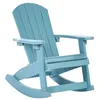 Image de Beliani Chaise de Jardin à Bascule pour Enfants Plastique Effet Bois Patio Terrasse Bleu Clair Adirondack