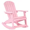 Image de Beliani Chaise de Jardin à Bascule pour Enfants Plastique Effet Bois Patio Terrasse Rose Clair Adirondack