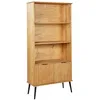 Image de Bibliothèque Rustique en Bois de Pin Etagère Meuble de Rangement 2 Portes Bois Clair Timmins
