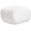 Image de Beliani Pouf d'Extérieur Matière Synthétique 50 x 50 x 30 cm Tissé à la Main Ottoman Accessoires de Jardin Blanc Cassé Bodla