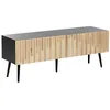 Image de Meuble TV Moderne Rangement Pieds en Fer Cadre MDF Porte en Bois Clair Dalcross