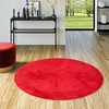 Image de Pergamon Melia Rouge Bordeaux Rond   Tapis Luxe Ultra Doux à Poils Longs, Tapis Shaggy Moelleux, Antidérapant et Facile d’Entretien
