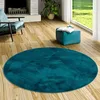 Image de Tapis Shaggy Rond Melia Bleu Pétrole   Ultra Doux et Moelleux pour Salon