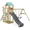 Image de Wickey Aire de Jeux MultiFlyer Light, portique en Bois avec balançoire et Toboggan, Tour d'escalade pour Enfants avec bac à Sable, échelle et Accessoires de Jeu pour Le Jardin (Anthracite)