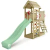 Image de WICKEY Aire de Jeux JoyFlyer portique en Bois avec Toboggan, Tour d'escalade pour Enfants avec bac à Sable, échelle et Accessoires de Jeu pour Le Jardin. (Vert Pastel)