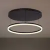 Image de Plafonnier LED Lucande Orven, noir/bois, Ø50cm, à intensité variable