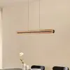 Image de Suspension LED Lucande Darnor, bois, CCT, longueur 100 cm