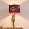 Image de Lampe à poser Lindby Marula, dorée, imprimé floral, textile, E27