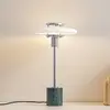 Image de Lampe de table Lindby Branford, rétro, blanc/vert verre opale/marbre