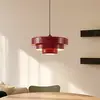 Image de Suspension Lindby Tivra, rouge brillant, Ø 35 cm, métal