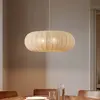 Image de Suspension Lindby Helin, beige, Ø 70 cm, textile, 3 x E27