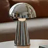 Image de Lampe de table LED rechargeable Lindby Nevijo, chrome, Ø20cm, USB, variateur